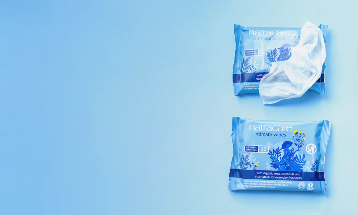 packs of natracare intimate wipes